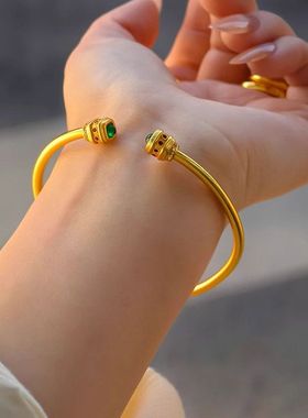 复古新中式设计感手镯开口锆石