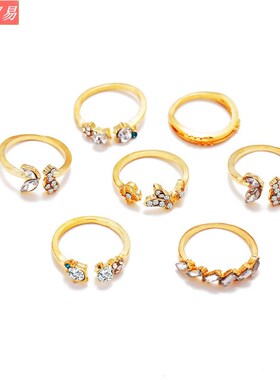 新品Open Knuckle Ring Diamond Butterfly Flower Set VinYtage