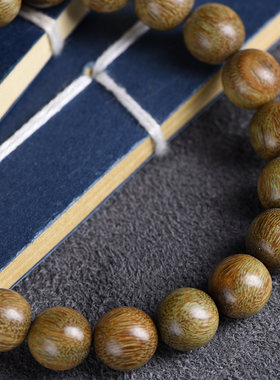 新品绿檀DIY配饰款莲花小猫配饰六方珠佛珠手串手串文.玩男女款饰