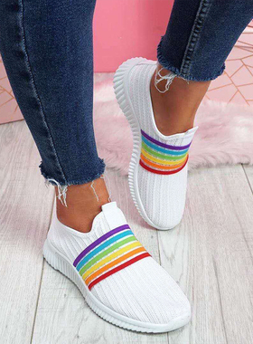 极速New Fashion lWomen Sneakers Rainbow Color Handmade Mesh