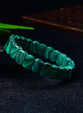 新品天然孔雀石手排首q饰水晶原石千层纹时尚饰品手串手链节日礼