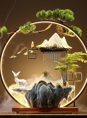 极速招财流水摆件循环水客厅家居办公室流水生财开业W创意装饰桌