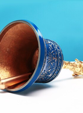 极速尼泊尔手工金刚铃杵法器密宗修D行供奉摆件纯铜蓝色金刚杵五