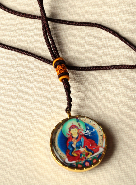 极速唐卡佛牌吊坠黄财神项链四臂观音文殊菩萨圆款药师.佛项坠莲