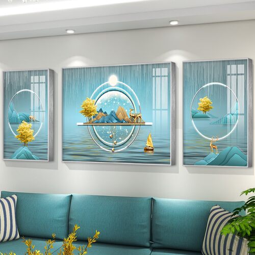 轻奢大气高档客厅装饰画沙发背景墙软装壁画现代简约三联组合挂画 - 图3