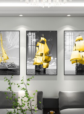 北欧风客厅三联组合挂画抽象壁画