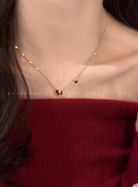 马上有钱红色小马吊坠项链毛衣链