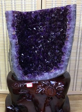 天然水晶洞紫晶块摆件原矿聚宝盆水晶原石紫水晶家居办公室装饰品