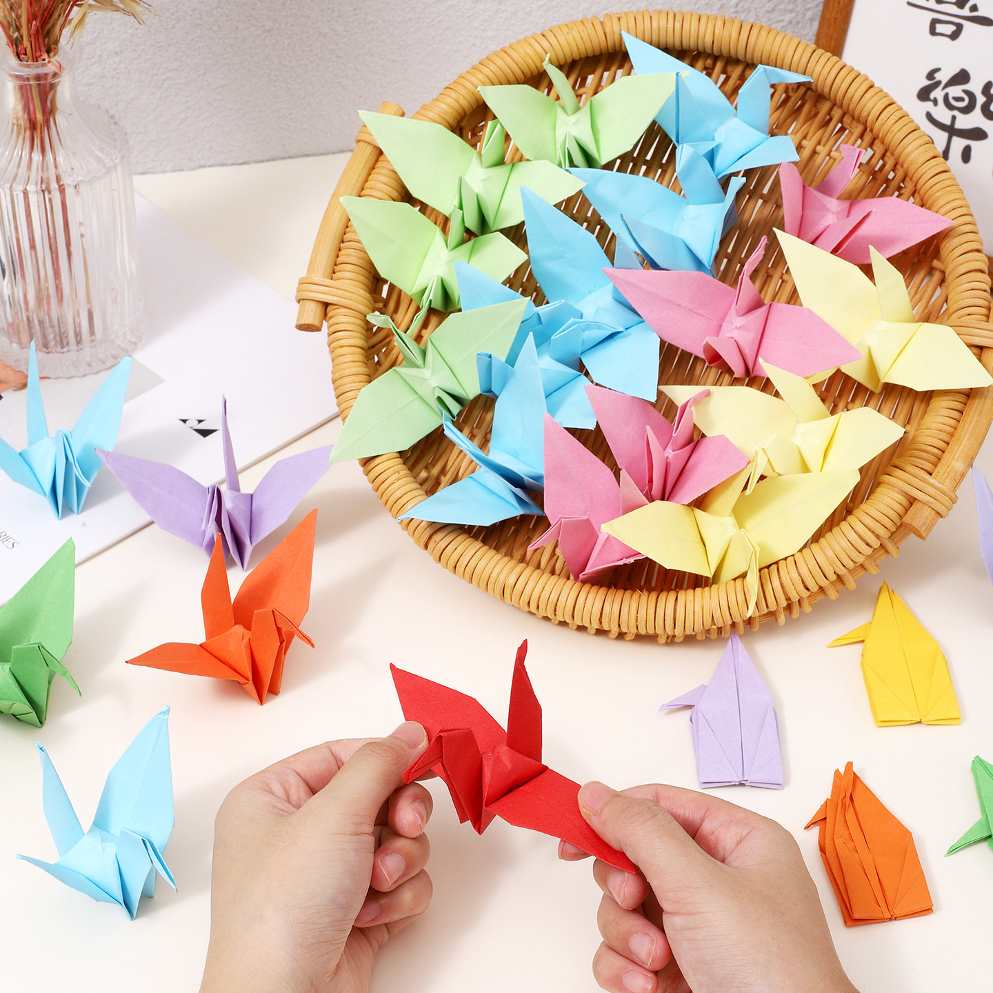 Colorful paper cranes finished paper cranes handmade origami wishing gifts for classmates and besties birthday party decoration pendants