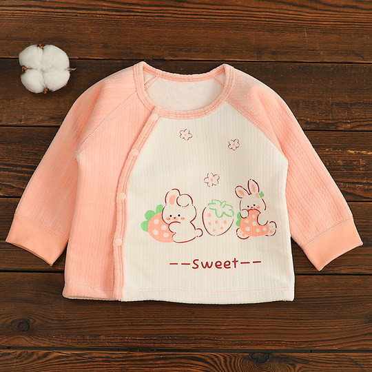 宝宝加绒外套秋冬季保暖内衣可外穿开衫新生婴儿卫衣无骨长袖上衣