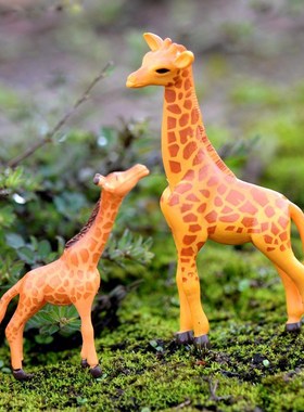 速发迷你塑料长工鹿摆件微造观景景盆景动物装饰颈艺品