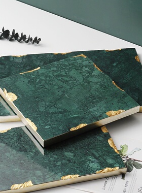 北欧ins绿色天然大理石金边托盘化妆品收纳拍摄道具家居软装摆件