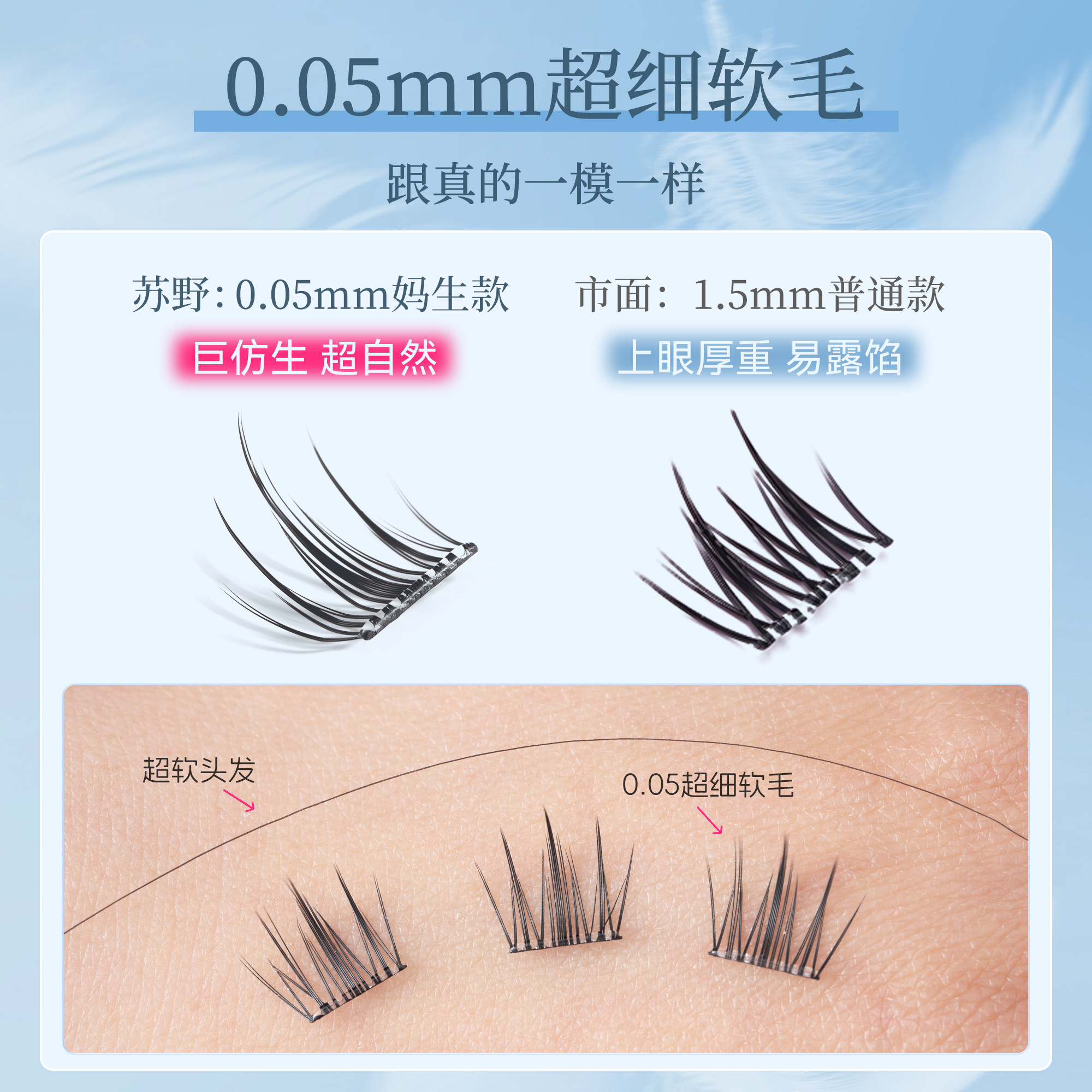 山茶花假睫毛女自然仿真免胶水自粘免卸可重复使用胶水款眼睫毛贴,淘宝优惠券,粉丝福利购,淘宝优惠卷