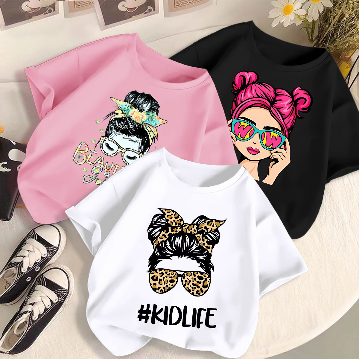 女童纯棉T恤2025新款儿童休闲宽松印花短袖女孩夏季上衣童装,淘宝优惠券,粉丝福利购,淘宝优惠卷