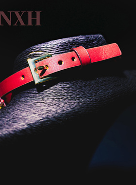 NNXH蝴蝶真皮牛皮红宝石项圈cosplay牵引套装脖圈颈环颈带颈圈