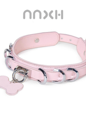NNXH小狗骨头文学情侣可刻字真皮项圈cosplay道具女颈饰带男脖圈
