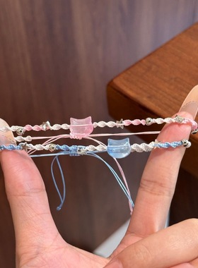 小猫咪ins可爱情侣编织手链女