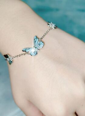 极光夜光蝴蝶项链简约轻奢时尚