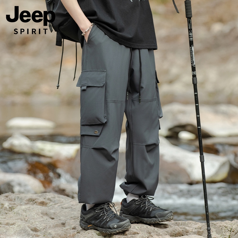 Jeep吉普男士户外休闲工装裤2024夏季新款三防运动登山裤束脚长裤 - 图0