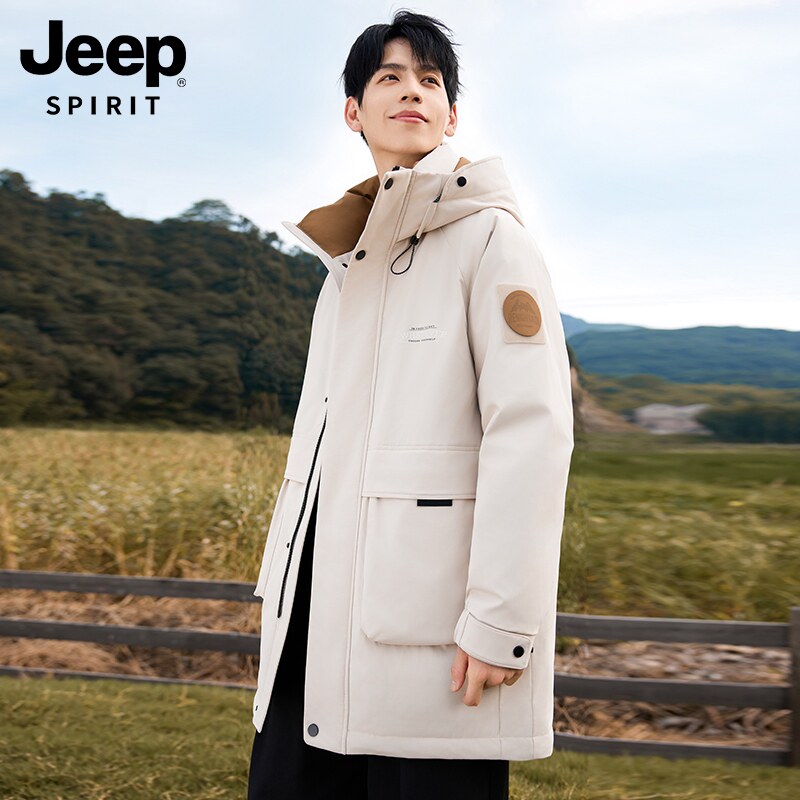 Jeep Spirit 吉普 男女同款 中长款户外工装山系羽绒服 双重优惠折后￥399包邮 3色可选