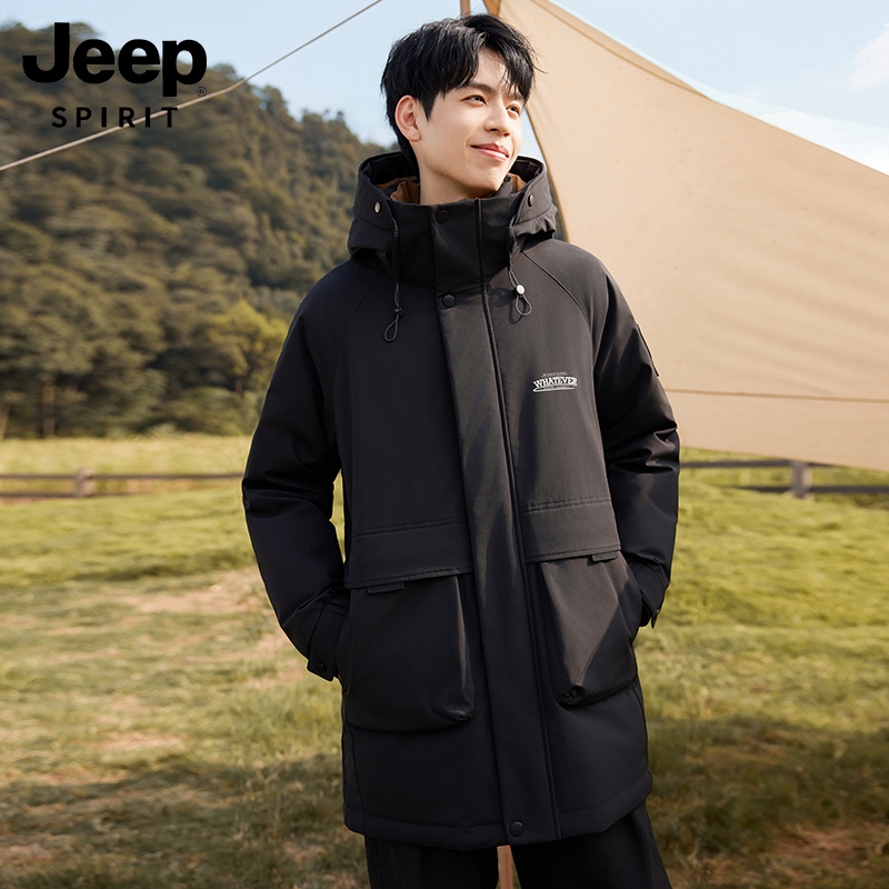 Jeep Spirit 吉普 男女同款 中长款户外工装山系羽绒服 双重优惠折后￥399包邮 3色可选