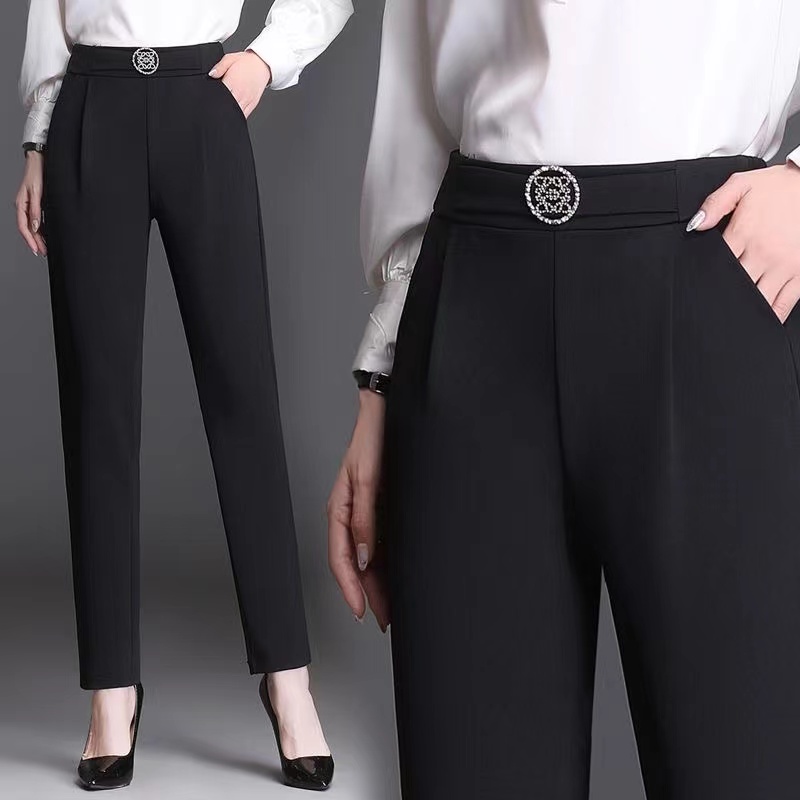 哈伦裤女新款黑色职业高腰长裤子小脚裤紧身显瘦百搭潮流西装长裤