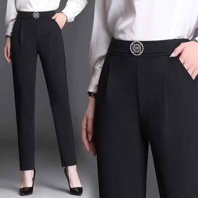 哈伦裤女新款黑色职业高腰长裤子小脚裤紧身显瘦百搭潮流西装长裤