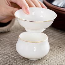 Defied goat fat jade white porcelain Phnom Penh full porcelain integrated tea drain Home Ceramic Tea Residue Net Over Consideration Kongfu Tea Accessories