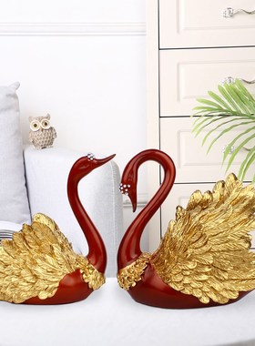 速发创意欧档天鹅摆件家居饰品关奢高式电视柜办公桌玄轻摆设乔迁