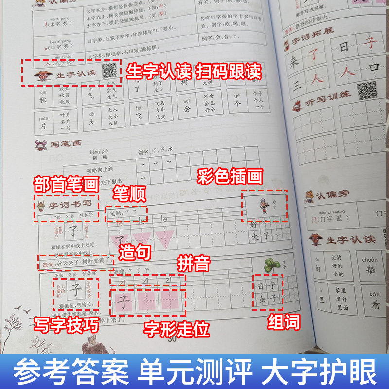 乐学熊同步练字帖小学生一二三四五六年级上下册彩绘写字课课练人教版每日一练语文英语字帖控笔训练硬笔书法铅笔钢笔楷书练习字帖 - 图1
