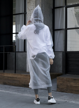YL22半5透明EVA磨砂时尚非一次性长款带帽加厚户外便携式雨衣雨披