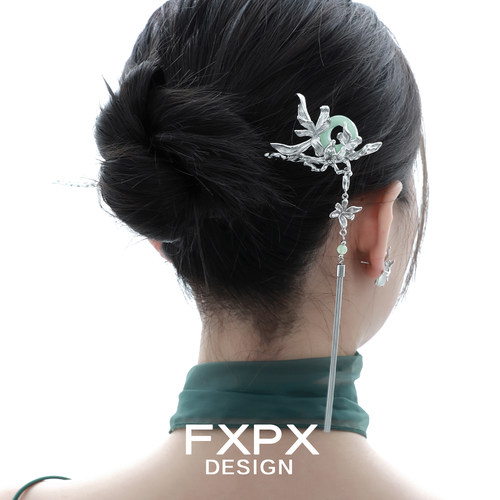 FXPX莺尾花发簪新中式流苏簪子小众设计请冷感国风发饰流苏可拆卸 - 图3