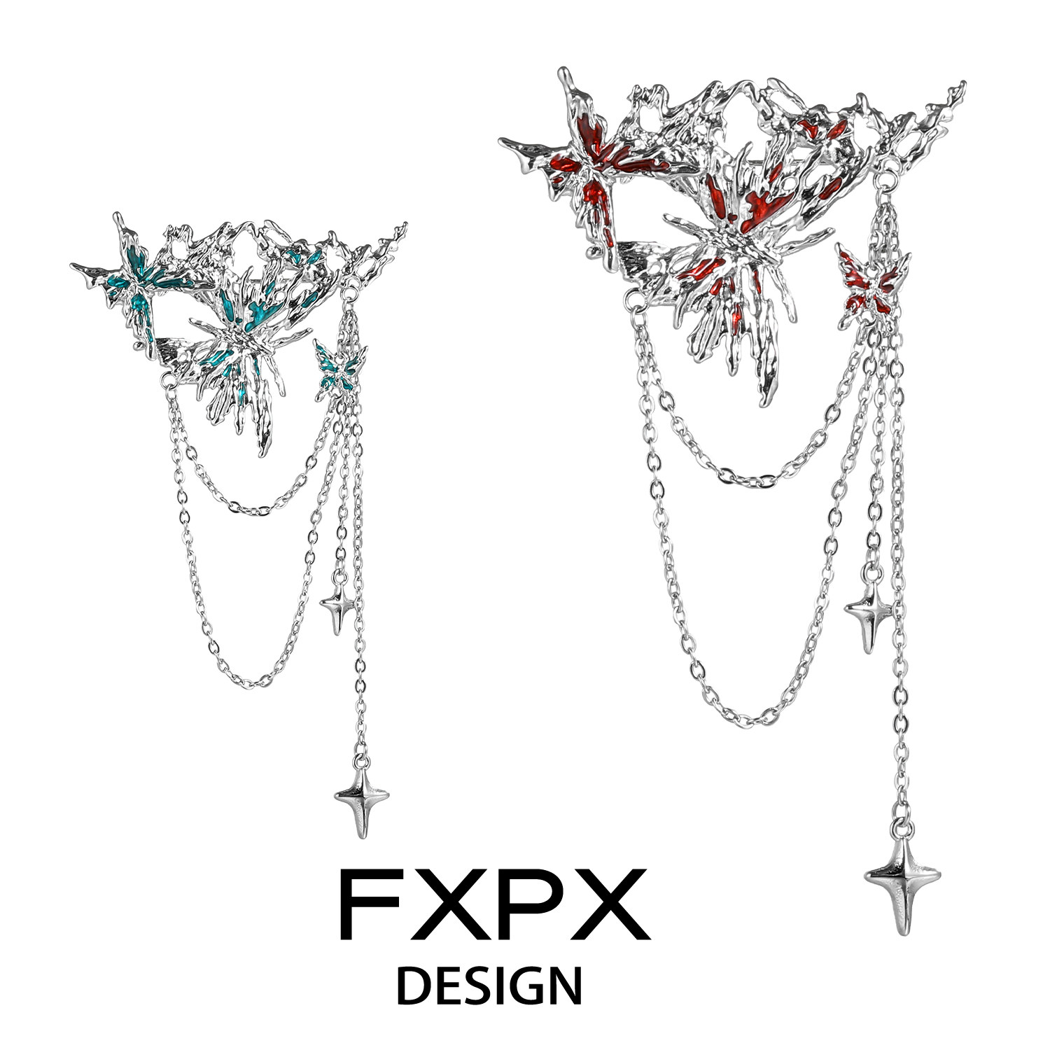 FXPX原创薄荷绿蝴蝶胸针暗红色小众高级感配饰甜酷风西装服饰配件,淘宝优惠券,粉丝福利购,淘宝优惠卷