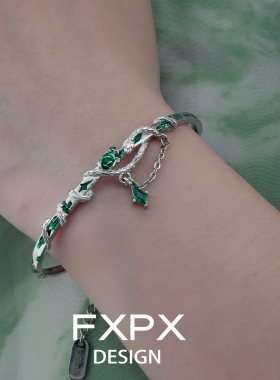 FXPX 原创设计黑白蛇形手镯暗黑风小众设计高级感手环2025新品
