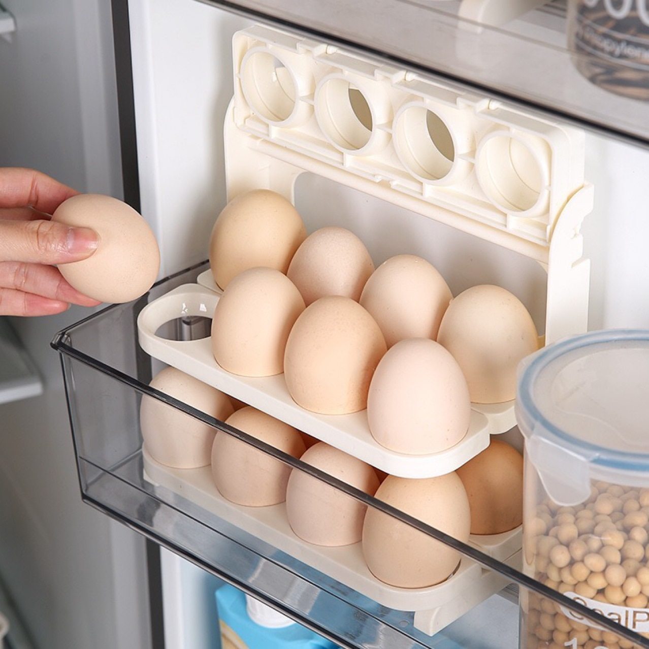 多层防摔透明鸡蛋收纳架折叠鸡蛋盒冰箱侧门置物架厨房专用蛋托,淘宝优惠券,粉丝福利购,淘宝优惠卷