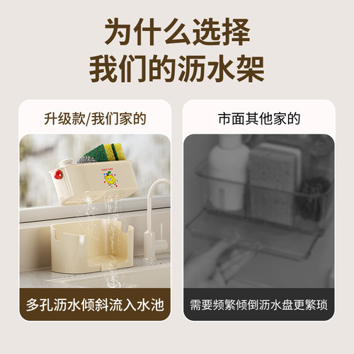 厨房沥水置物架海绵抹布沥水架水槽碗架台面大容量抹布洗碗收纳架 - 图2