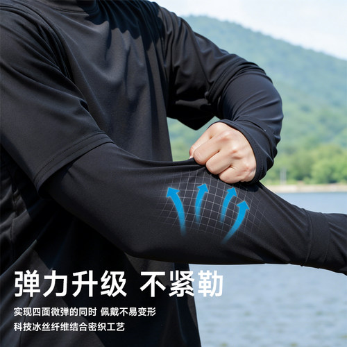 防晒袖套夏季男女士袖套2026新款冰袖薄护袖宽松冰丝手袖防紫外线 - 图1
