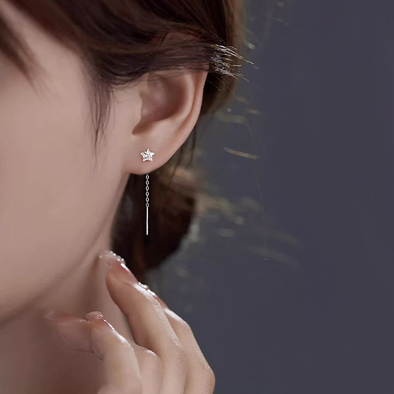 999纯银锆石耳线女小众设计养耳洞耳钉轻奢个性百搭耳环春夏耳饰,淘宝优惠券,粉丝福利购,淘宝优惠卷