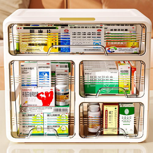 药箱家庭装家用急救药品药物多层药盒大容量收纳盒医疗箱抽屉式柜 - 图0