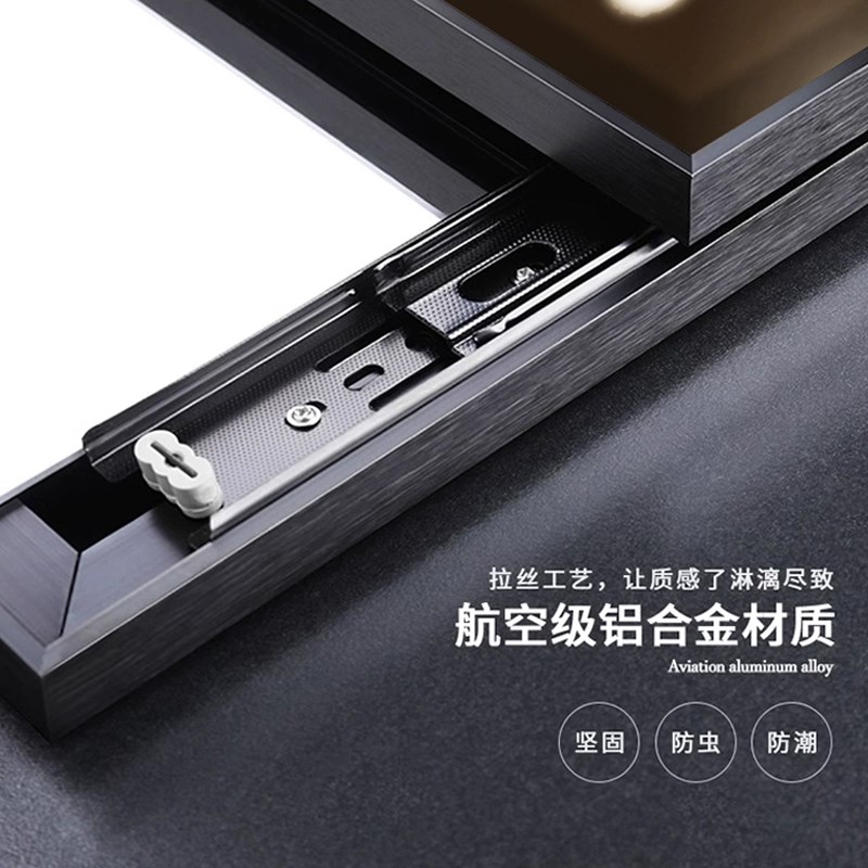 宋代美学隐藏式全身o镜推拉隐身镜子画可遮挡装饰画镜面玄关挂画 - 图3