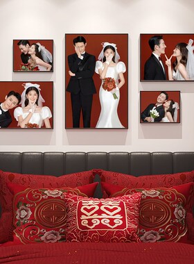 婚纱照照片墙组合相框洗相片定制打印做结婚照创意客厅挂墙不规则