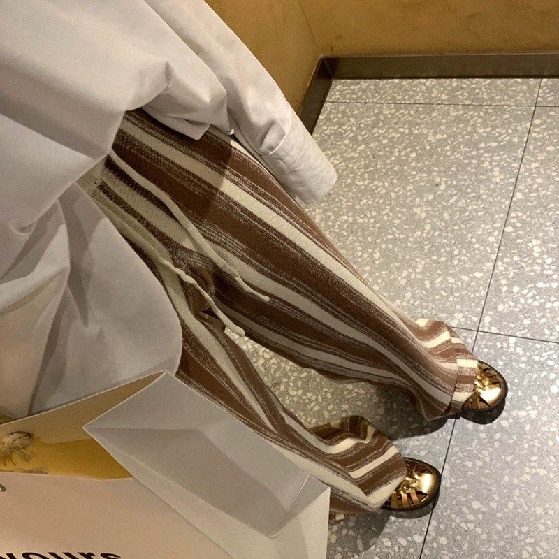 孕妇休闲裤复古针织条纹渐变宽松高腰阔腿裤垂感休闲毛线孕妇裤子,淘宝优惠券,粉丝福利购,淘宝优惠卷