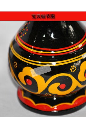 凉山彝族漆器花瓶摆件红黄黑民族特色装饰品手工艺旅游纪念品1只