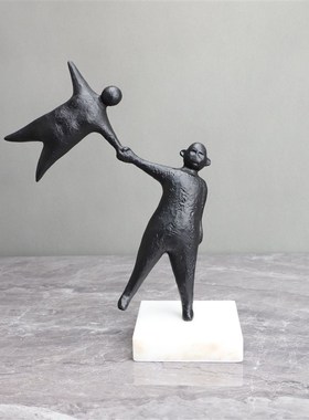 现代简约黑色父子拉手样板房售楼部卧室客厅电视柜桌Z面玄关摆件