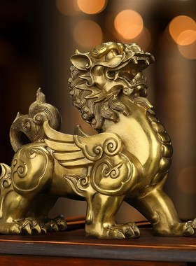 纯铜貔貅招财一对公母镇宅摆件聚财客厅办公室桌面装乔迁开业礼物