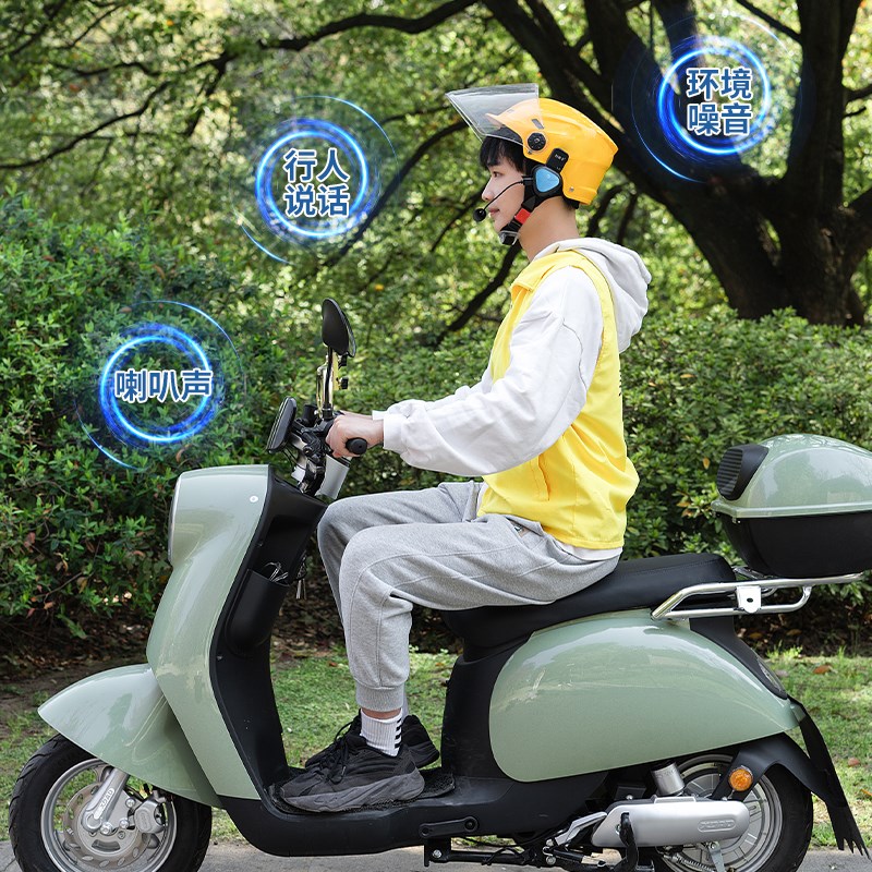 新款摩托车夏季头盔专用蓝牙耳机外卖骑行通话无线防水耳麦二合一 - 图1