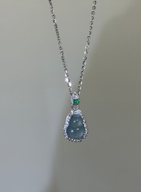 #福禄双全#新中式小葫芦!天然危料蓝水!通体纯银轻奢镶钻项链精致