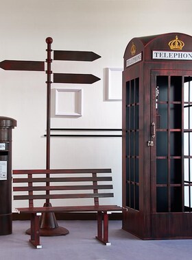 电话亭摆件复古铁商r艺场道话具模型邮筒酒吧拍大型户外照