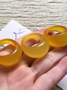 黄玉髓食指水滴戒指男女指环 聚财玉食指戒个性转运情侣首饰饰品