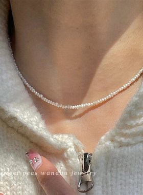 2023新款少见百搭叠戴珍珠项链气质小众小巧精致超迷你珍珠锁骨链